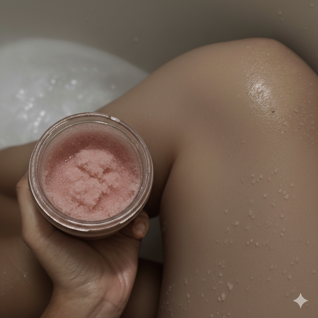 Applying Rose Salt Scrub to Skin – Original Skinn