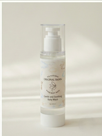 Original Skinn All Natural Gentle and Soothing Baby Wash 100ml clear bottle with white pump on plain white background.