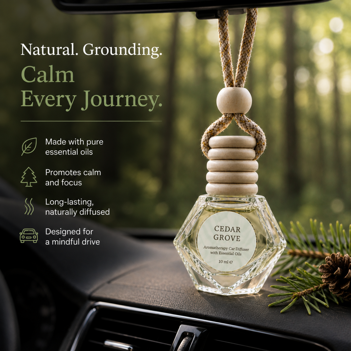 Aromatherapy Car Blend – Cedar Grove (Cedarwood & Bergamot)
