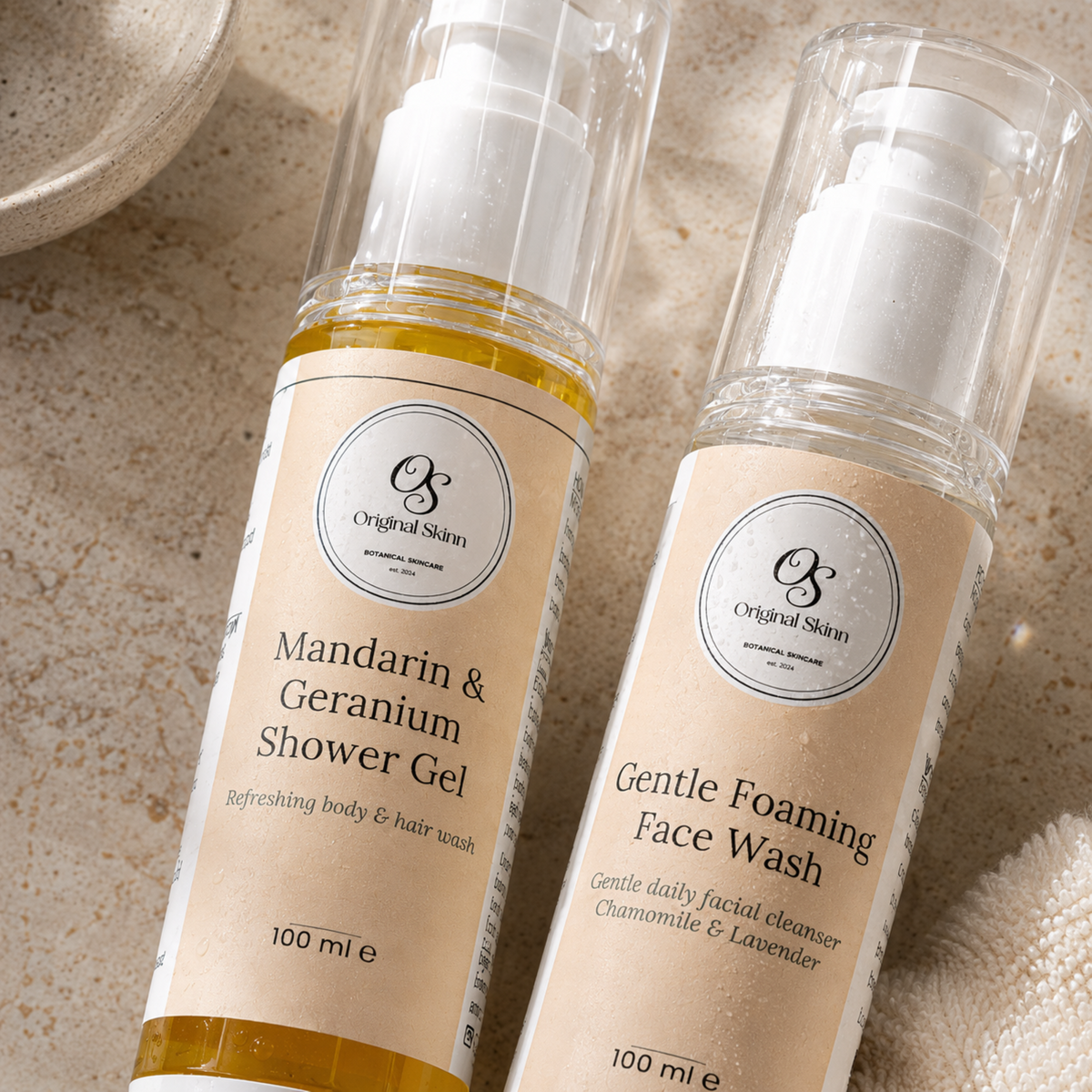 Face Wash & Shower Gel Bundle – Chamomile & Lavender + Mandarin & Geranium