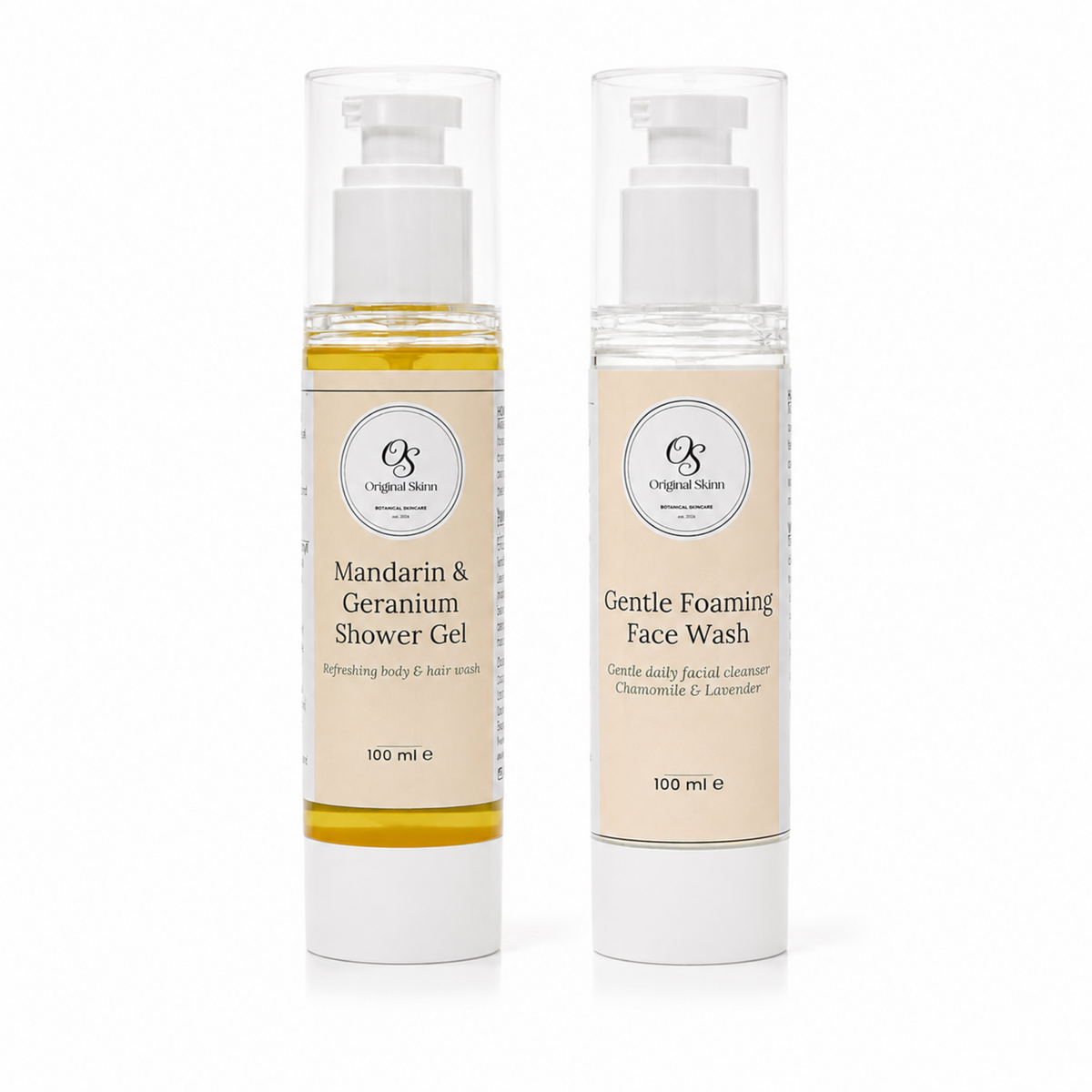 Face Wash & Shower Gel Bundle – Chamomile & Lavender + Mandarin & Geranium