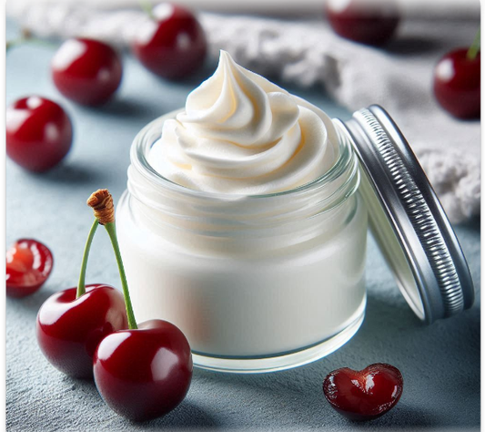 Cherry fragranced whipped body butter