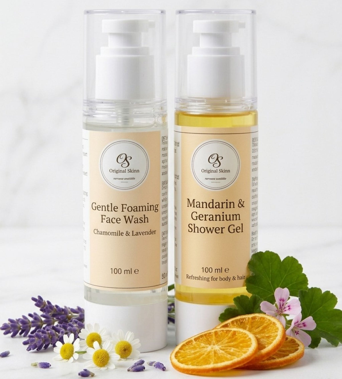 Face Wash & Shower Gel Bundle – Chamomile & Lavender + Mandarin & Geranium
