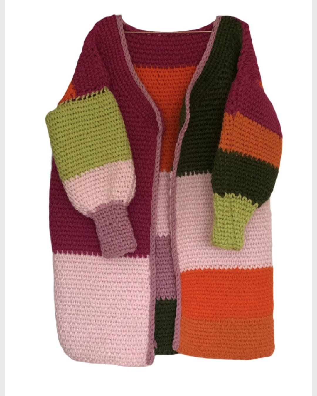 Hope Macaulay Inspired Chunky Wool Cardigan in Vibrant Colors 