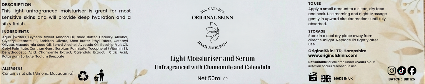 Lightweight face moisturiser for sensitive skin fragrance free – Original Skinn