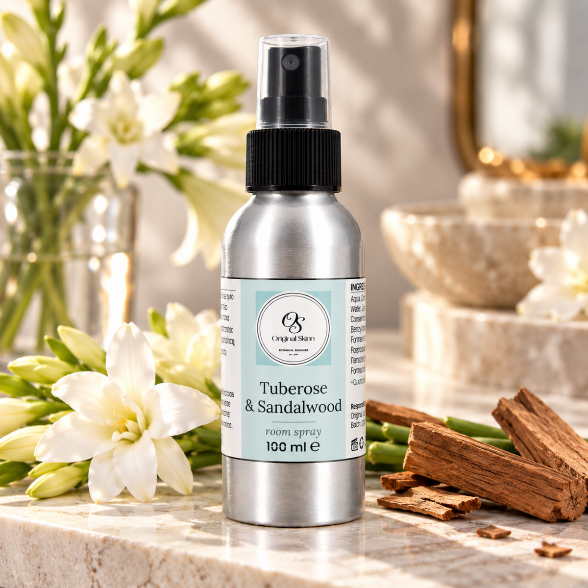 Tuberose & Sandalwood Room Spray with Essential Oils & Absolutes