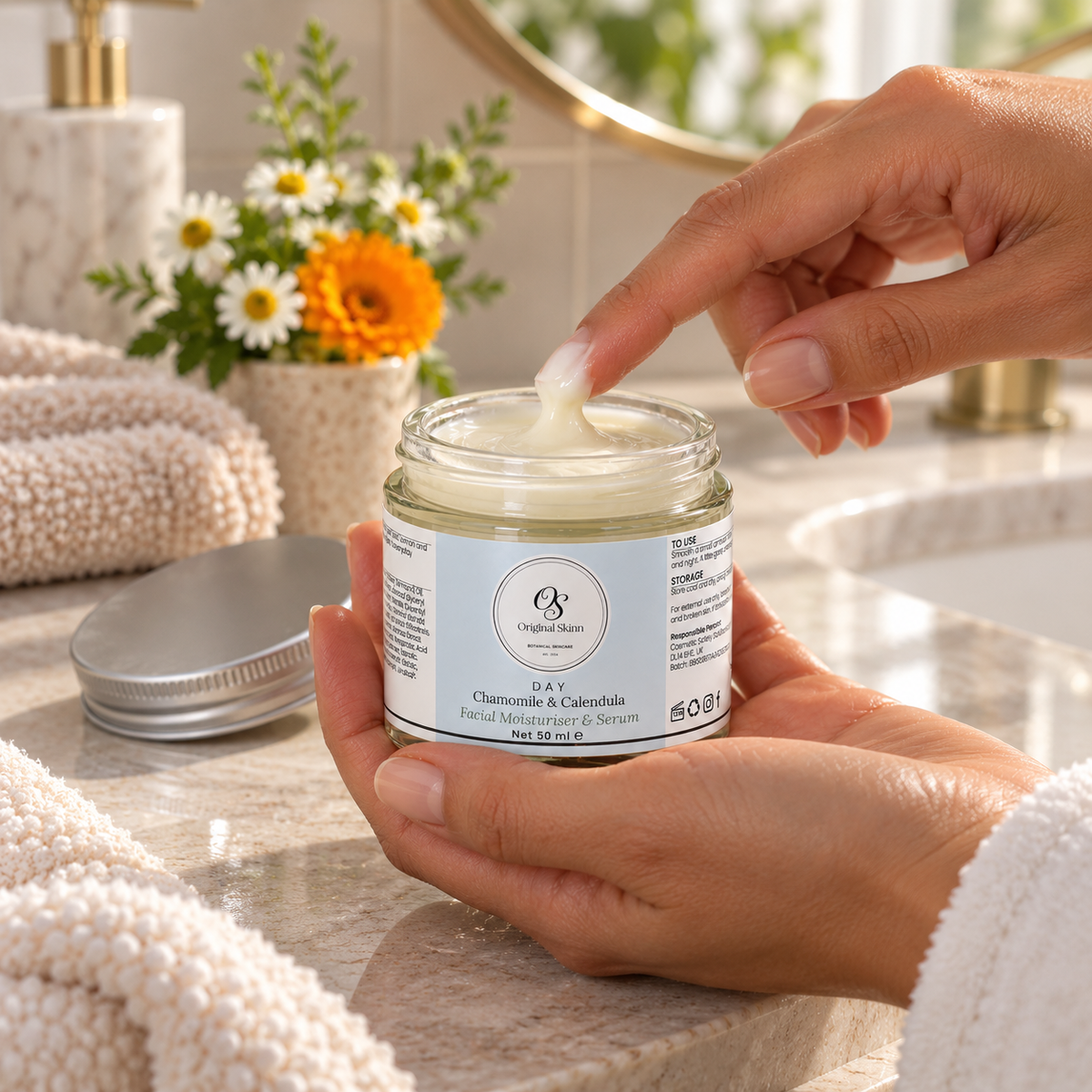 Day Facial Moisturiser & Serum – Chamomile & Calendula