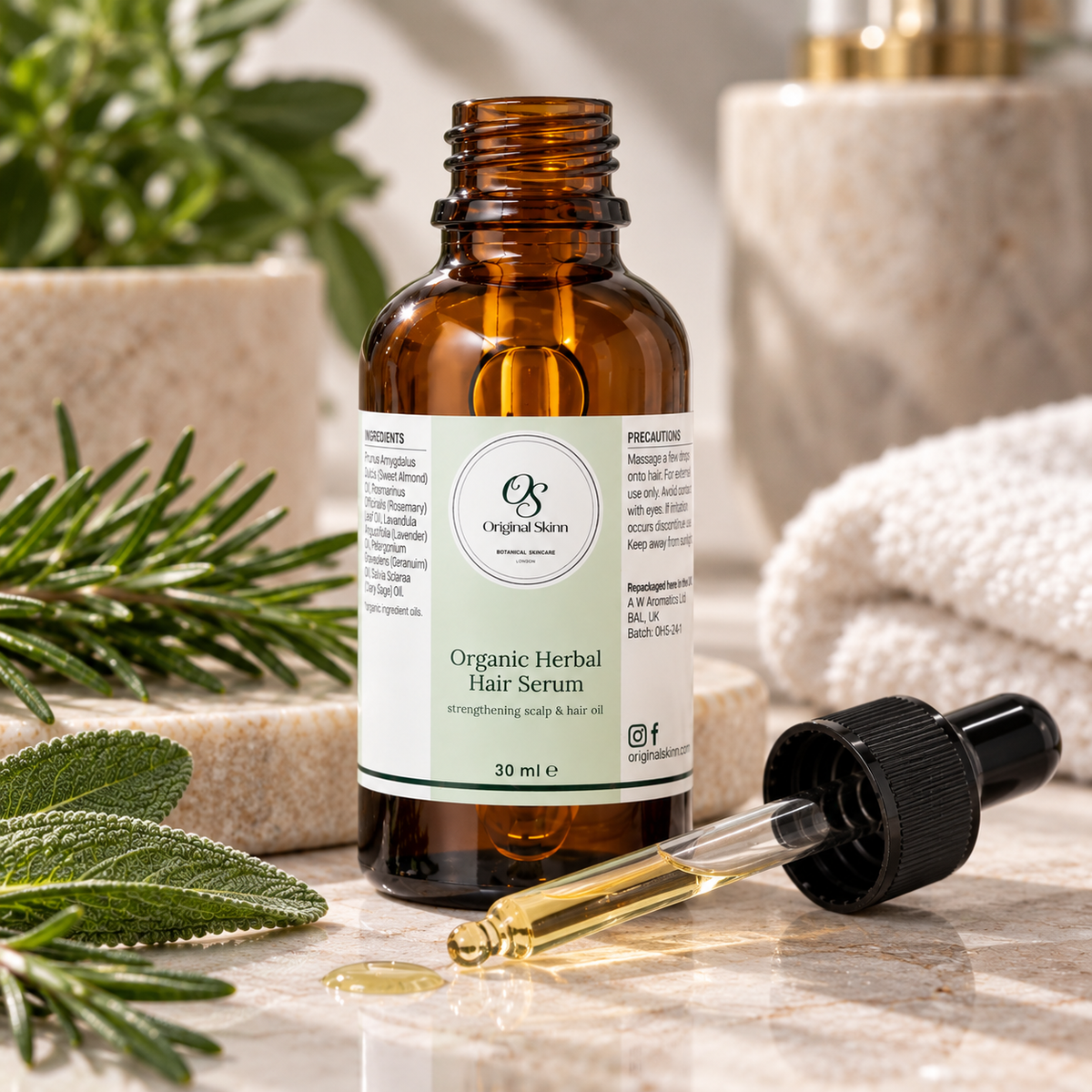 Organic Herbal Hair Serum – Rosemary Scalp & Hair Oil