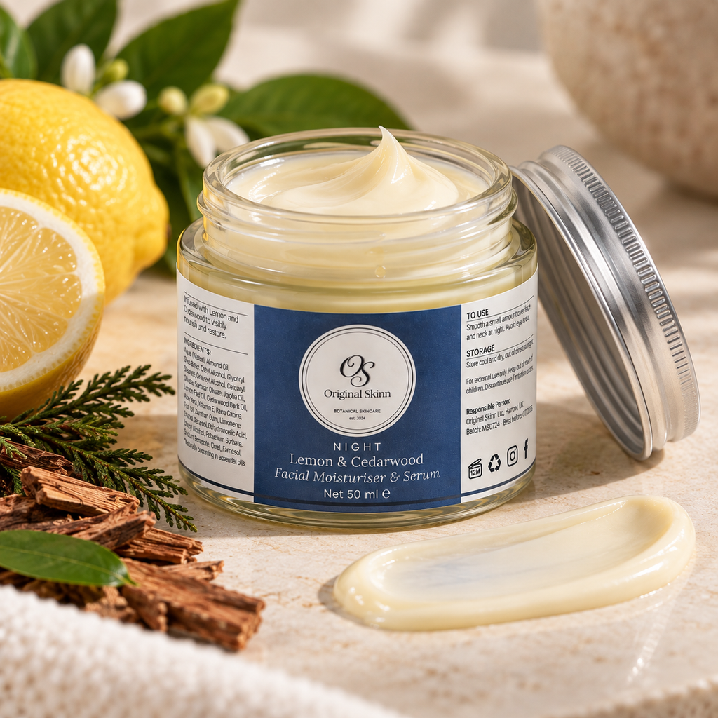 Night Facial Moisturiser & Serum – Lemon & Cedarwood