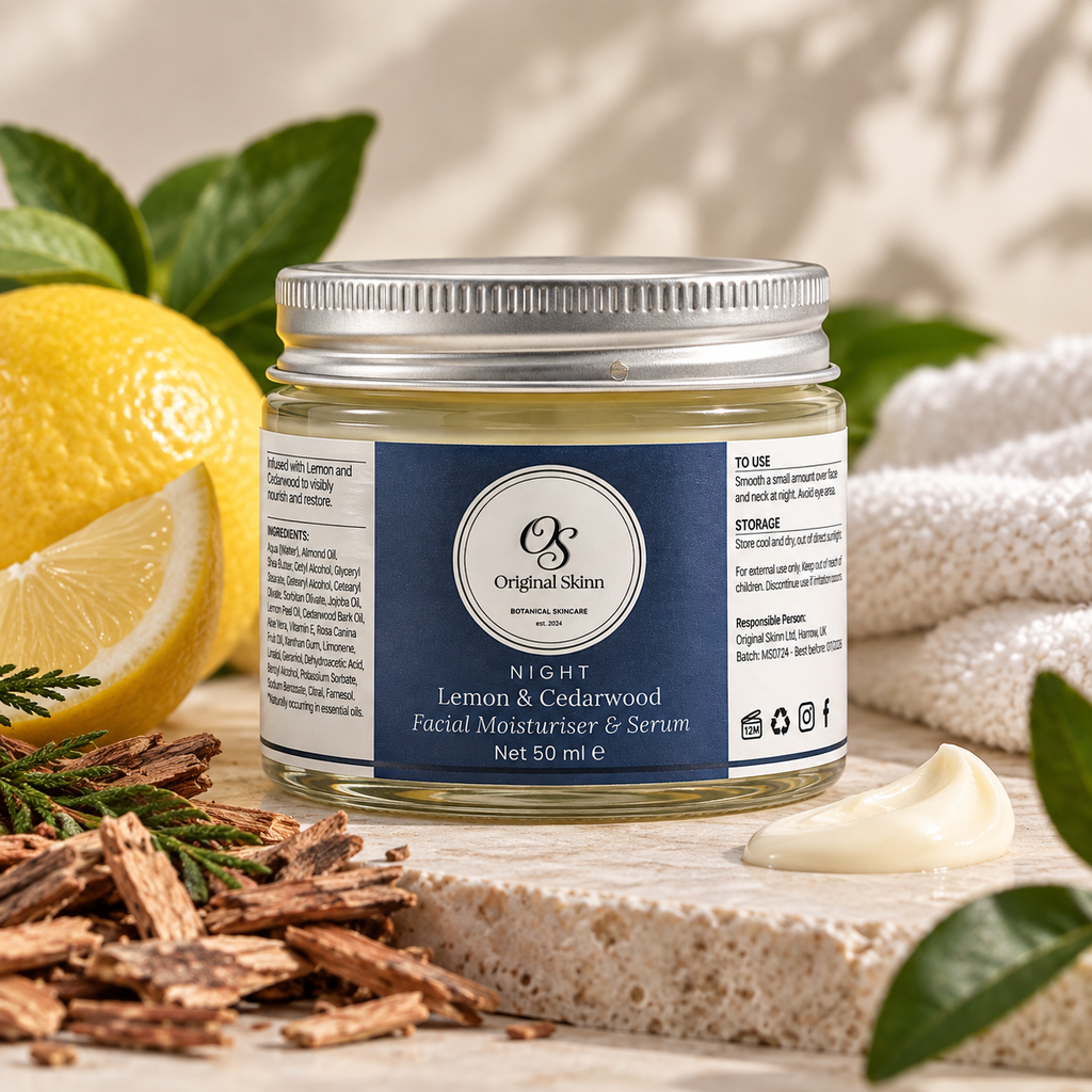 Night Facial Moisturiser & Serum – Lemon & Cedarwood
