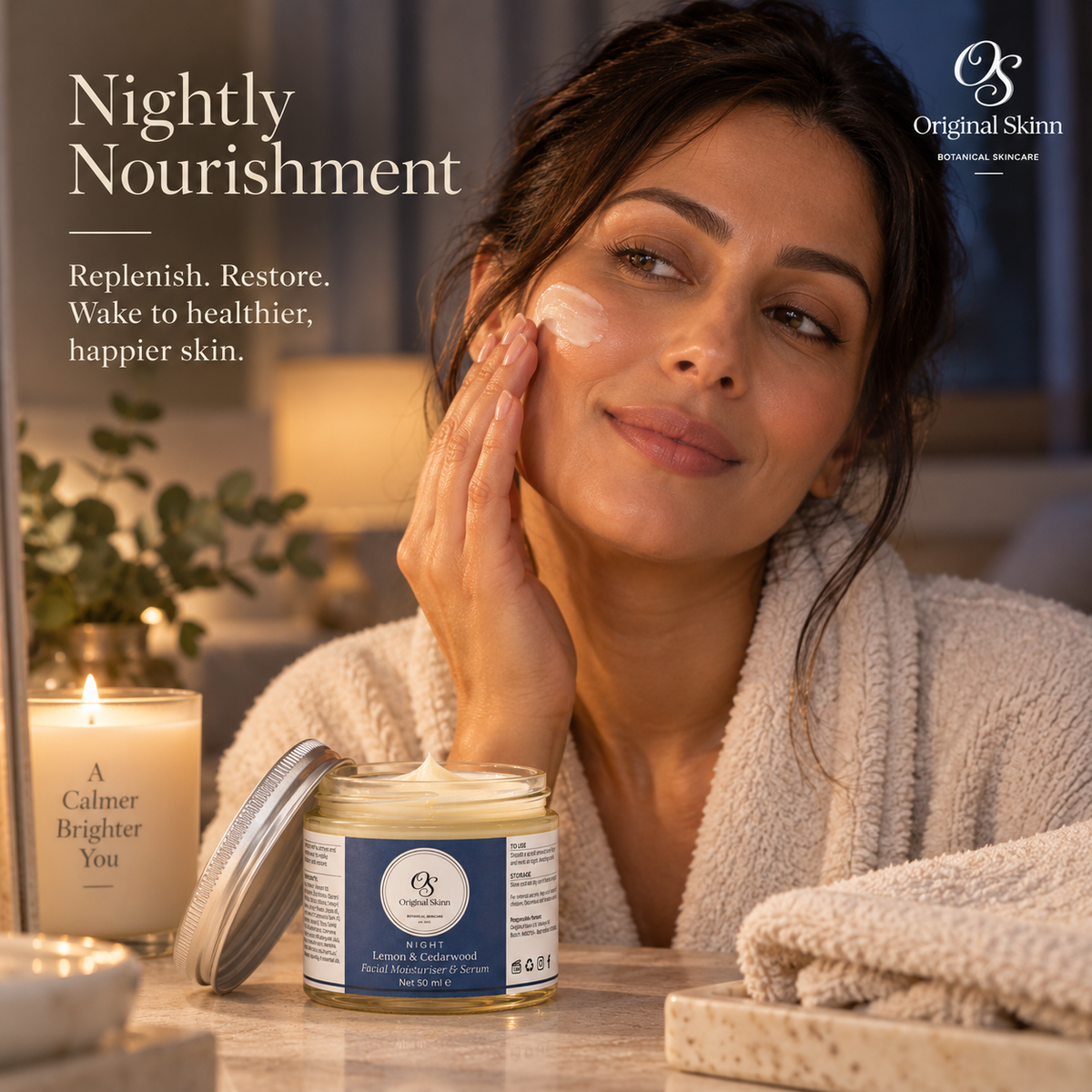 Night Facial Moisturiser & Serum – Lemon & Cedarwood