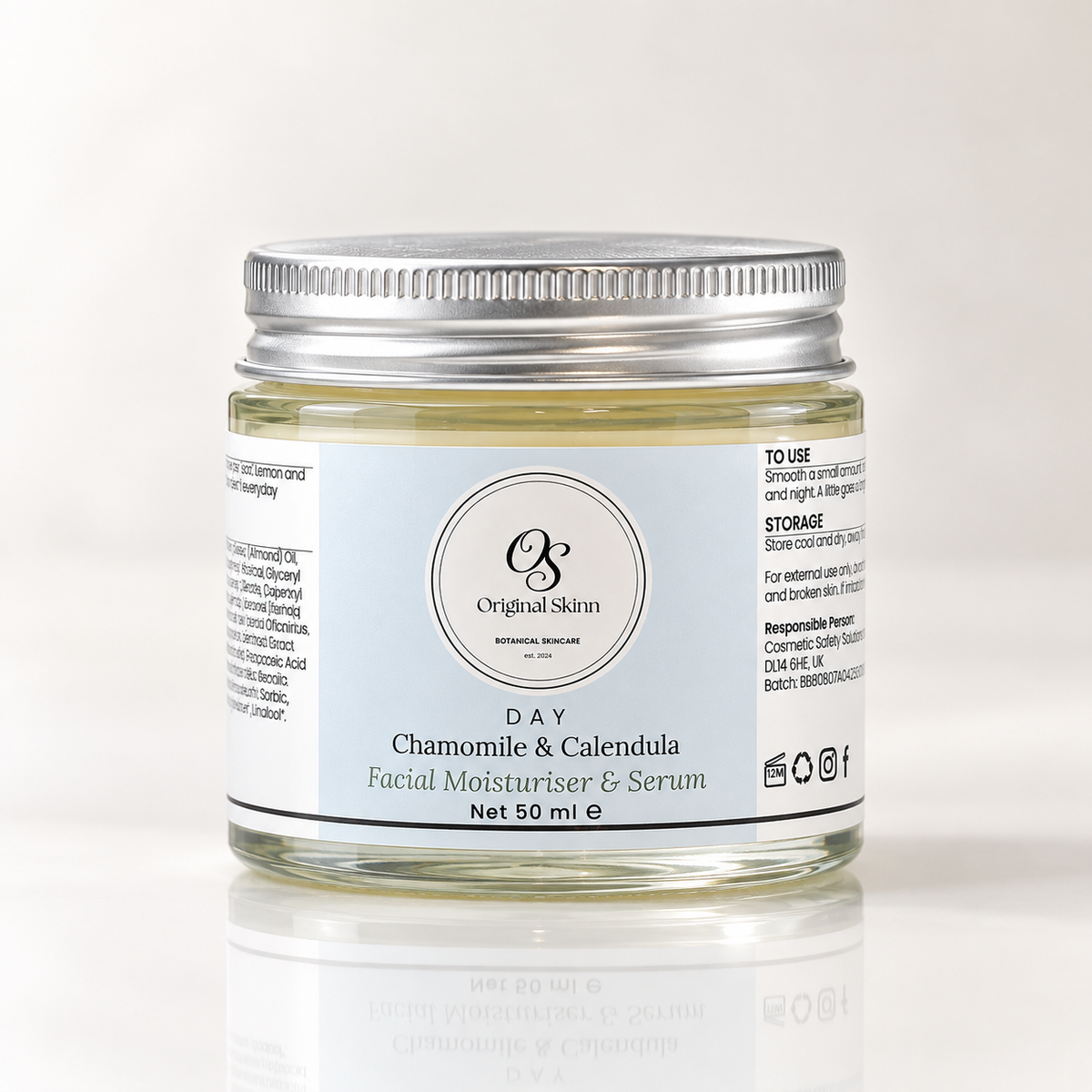 Day Facial Moisturiser & Serum – Chamomile & Calendula